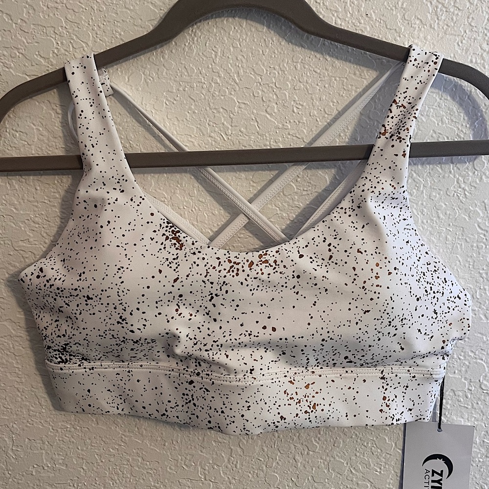 Zyia Sports bra! Size XL, white with gold spots!